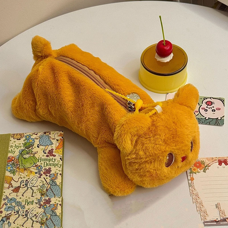 

Cute Plush Butter Bear Doll Pencil Case Student Stationery School Supplies Cosmetics Storage Bag Gifts