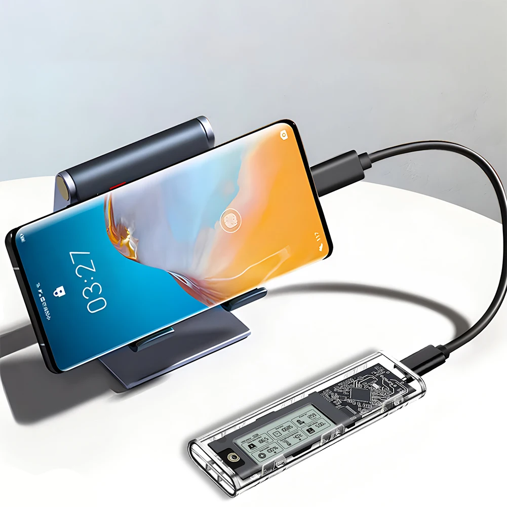 Obudowa dysku M.2 NVMe/NGFF z inteligentnymi funkcjami monitorowania stanu zdrowia, stabilnym transmisją, typu C 3.2, z cyfrowym wyświetlaczem, model SL-TN10-P-AC