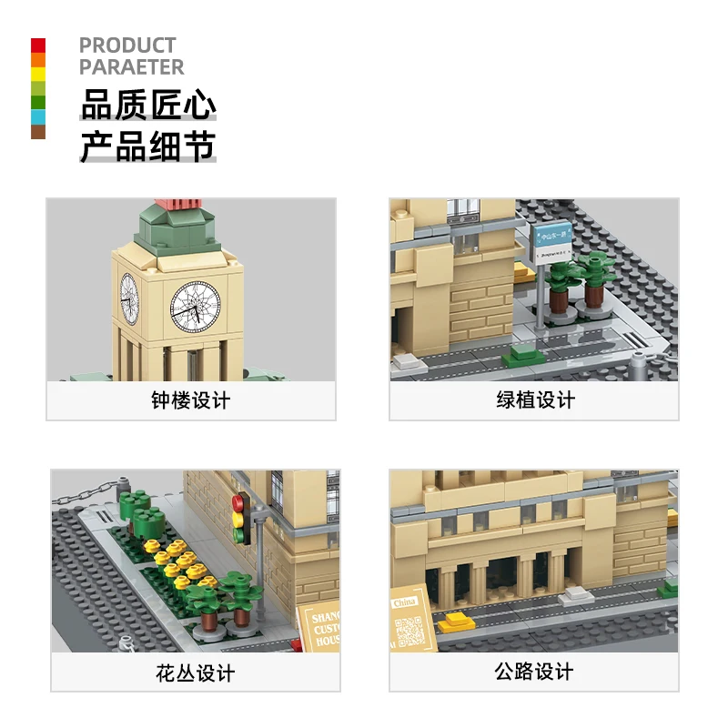 MOC Maison de Douane Classique de 1243 Pièces, Projet DIY Néo-Classique Complexe pour Adultes Avancés