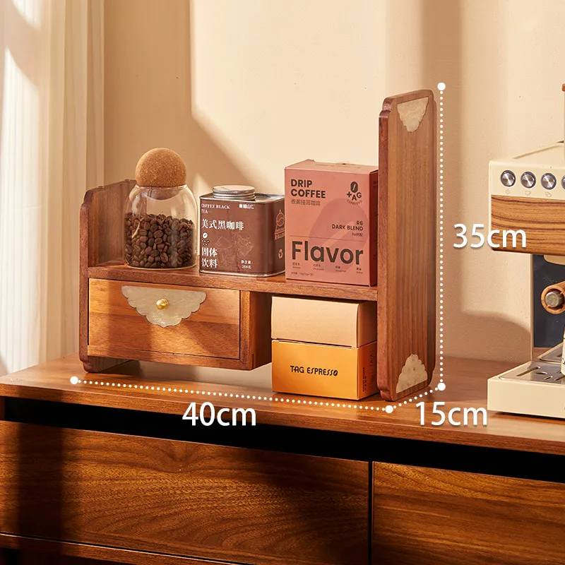 Stackable Solid Wood Curio Rack, Freestanding Mug Tea Cup Shelf, Scratch Proof Coffee Bar Organizer, Non Slip Tabletop Stand