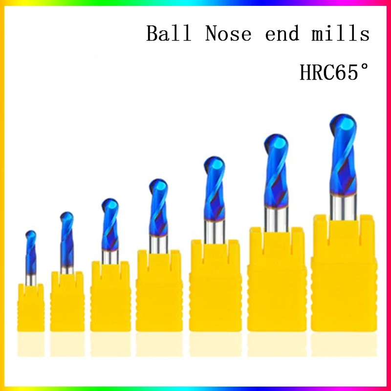 

NEW HRC65 degrees Ball Nose end mill 1mm~6mm 0.5mm 1.5mm 2mm 4mm 6mm Spindle metal milling cutter with tool shank of CNC lathe