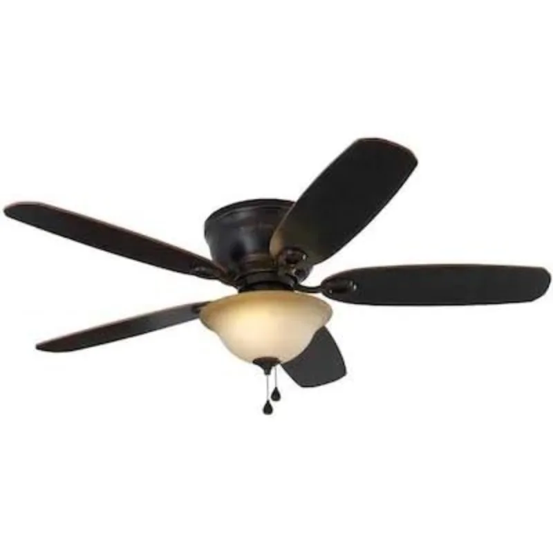 Harbor Breeze Lake Canton 52-in Oil-Rubbed Bronze LED Indoor Flush Mount Ceiling Fan with Light Kit (5-Blade)