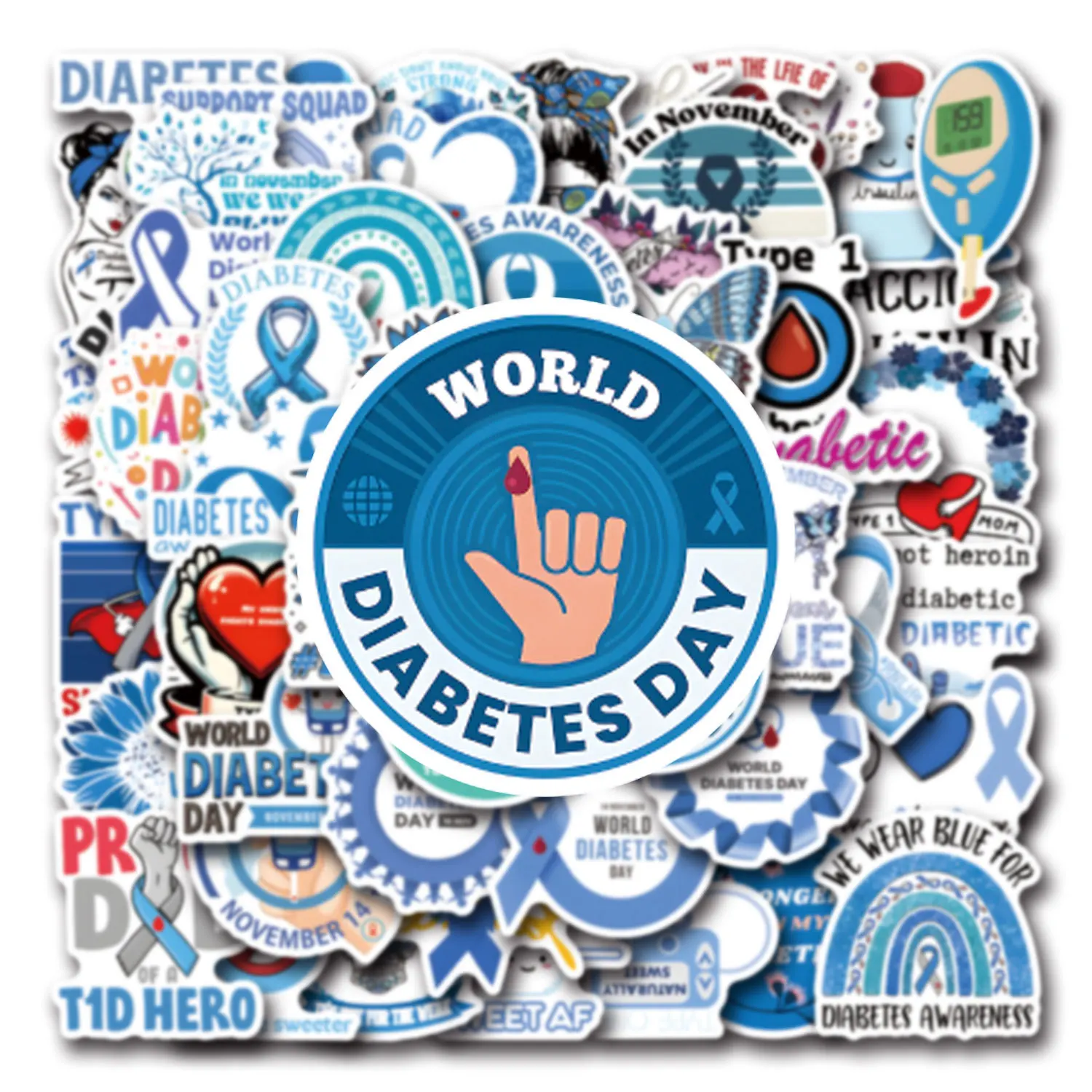 10/30/55/110PCS Diabetic Stickers Awareness of Prevention Sticker Scrapbook Luggage Laptop Guitar Car Bike Cartoon Decals Toy