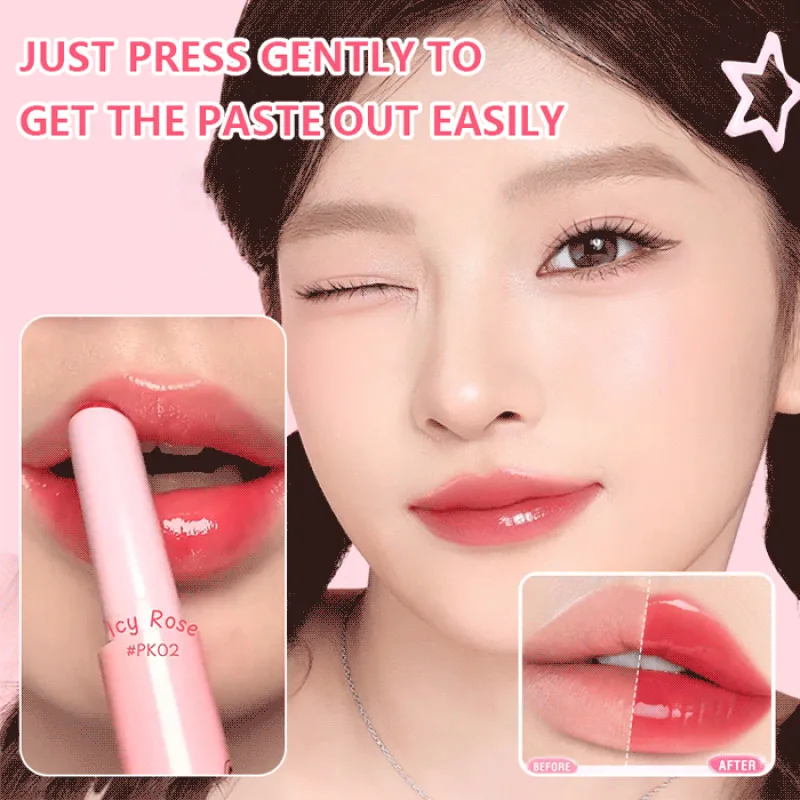 Pinkflash Glossy Lip Balm Long-lasting Moisturizing Lip Glaze Non-stick Lip Tints Girls Women Lips Liner Care Makeup Cosmetics