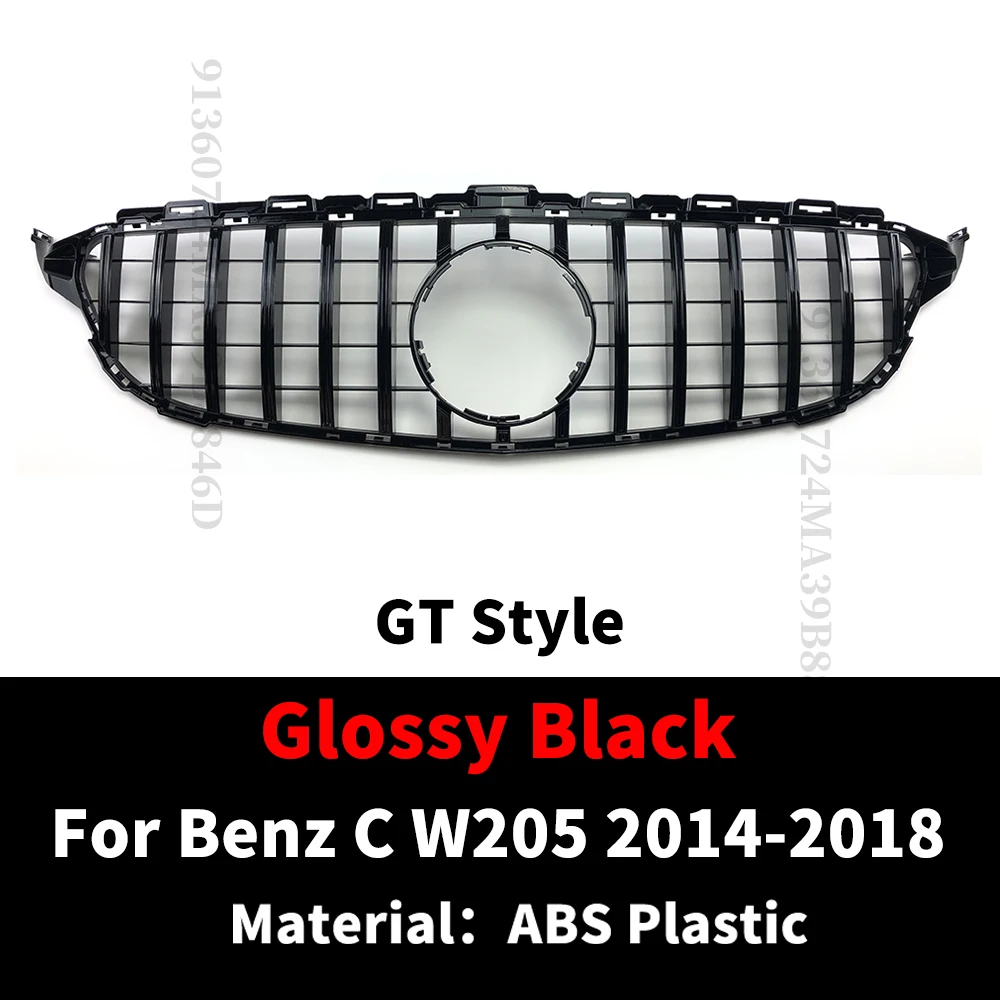 GT Style Frontgrill Stoßstangengrill für Mercedes W205 Benz C C205 S205 C43 2014–2021 wie C260 C250 C180 C200 C300 Sport Tuning – Detail 7