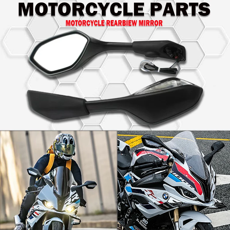 

For Bmw S1000RR S1000 RR S 1000 RR 2019-2024 22 23 Motorcycle Rearview Mirrors With LED Turn Signals Light Rear View Side Mirror