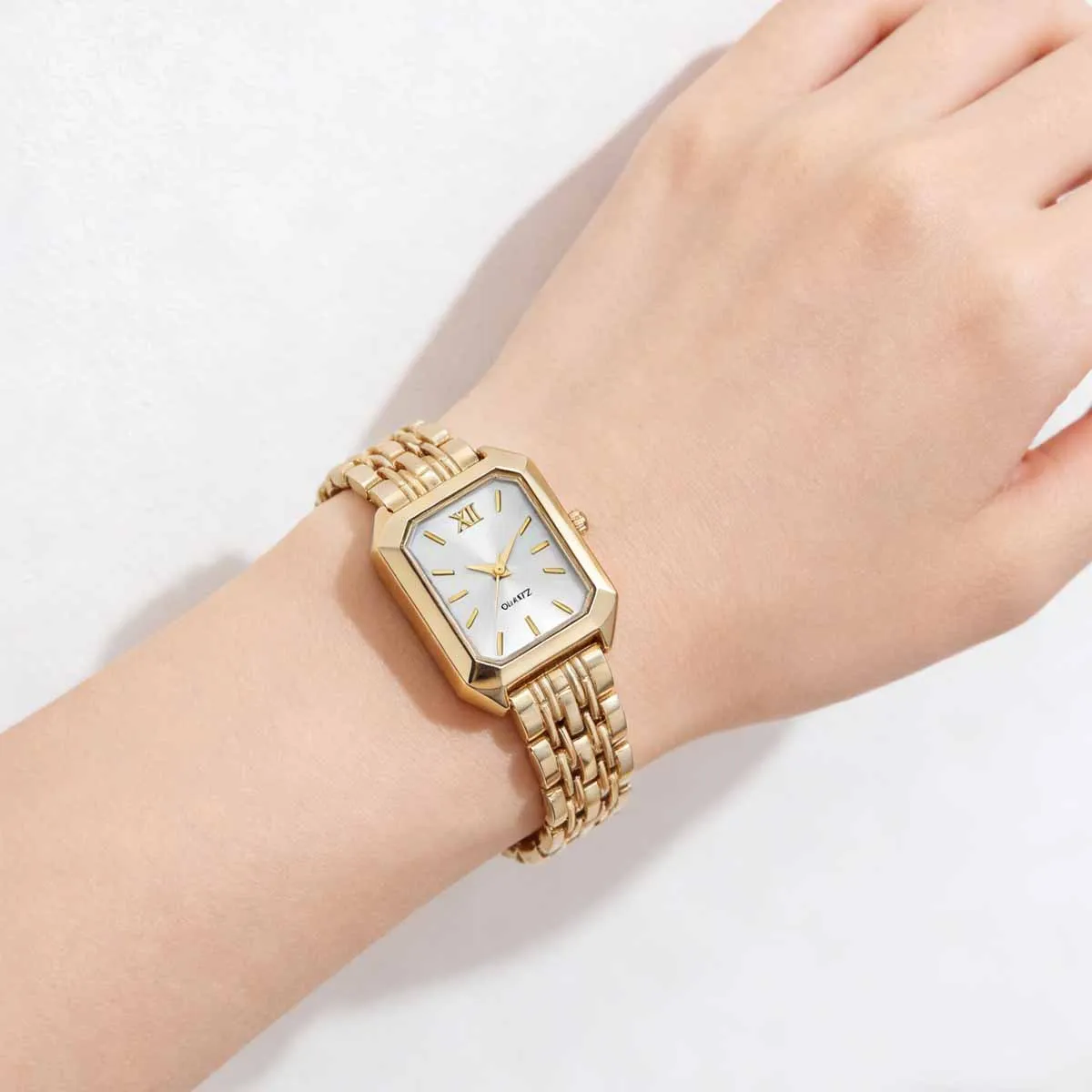 1pc-Fashion Rectangular Women's Watch, Women's Alloy Strap, Quartz Watch