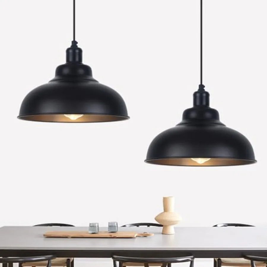 Matte Black Pendant Light Farmhouse Pendant Lighting 11.4in Farmhouse Pendant Lights Kitchen Island Adjustable Height 2 Light I