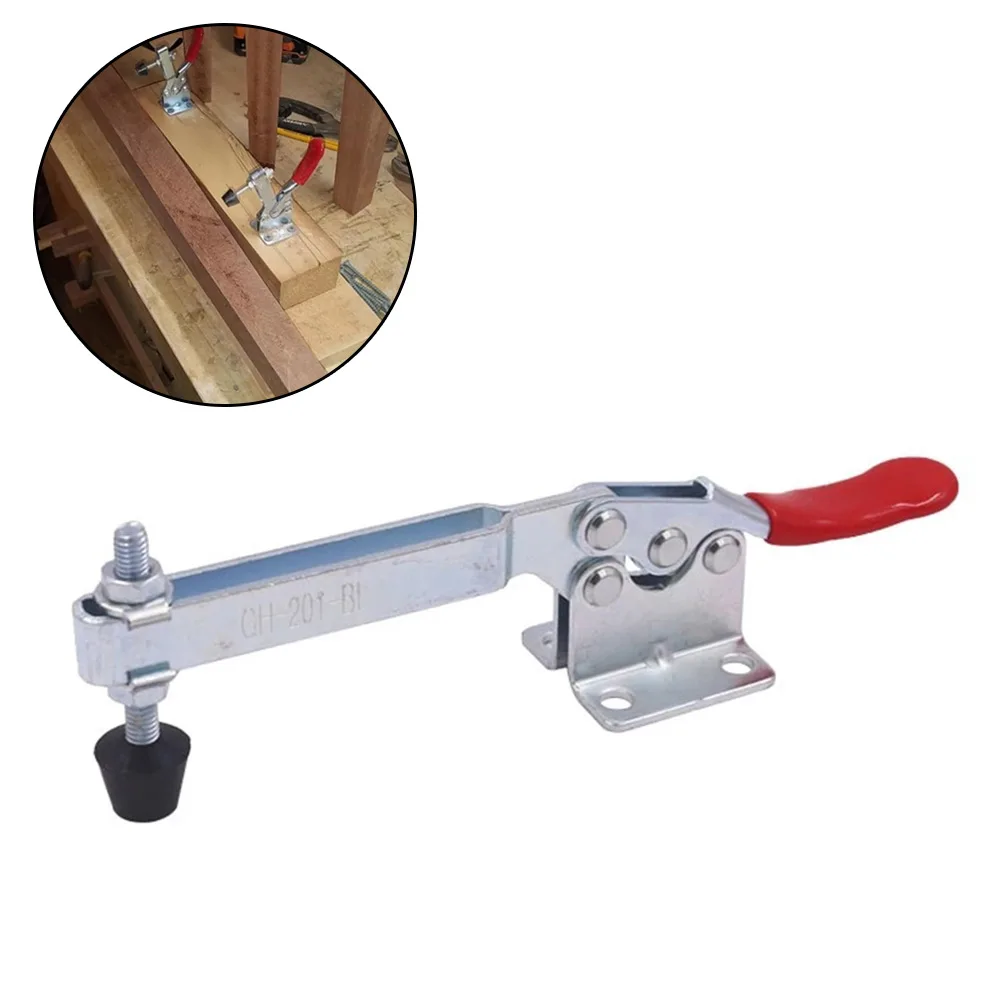 

GH-201BL Toggle Clamp Quick Release Woodworking Workshop Equipment 198Lbs Quick Fixture Silver + Red 90Kg Galvanized Iron