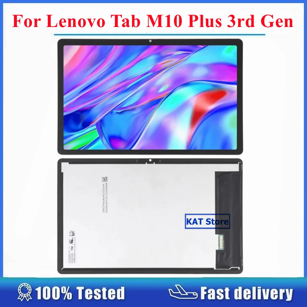 For Lenovo Tab M10 Plus 3rd Gen TB-128FU TB125FU TB128FU TB128XU LCD Display Screen Touch Digitizer Full Assembly Replacement