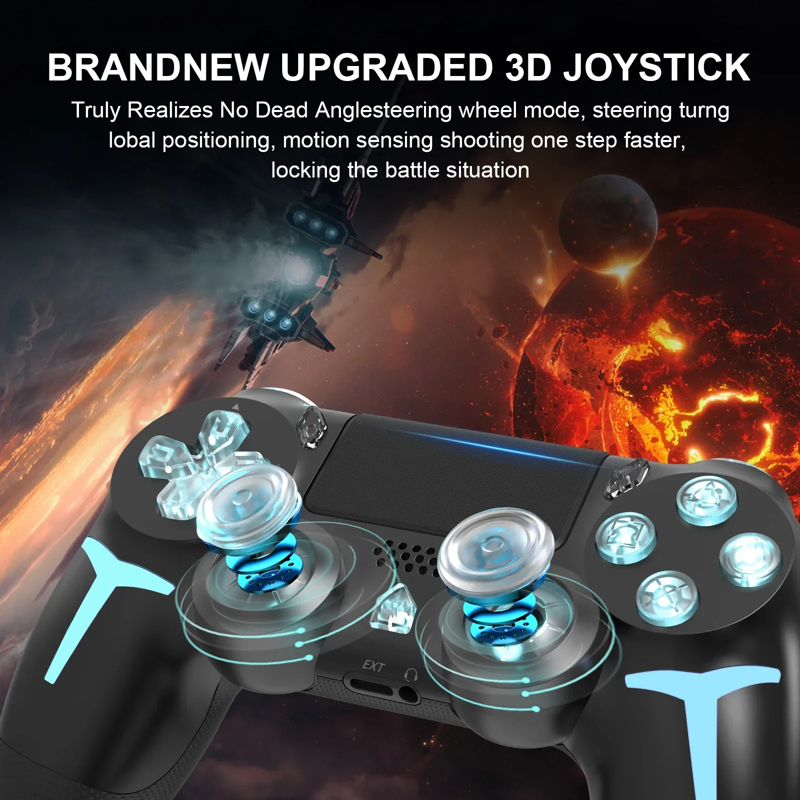 GAMINJA LED Wireless Game Controller Für PS4 PS3 Konsole Computer PC RGB Licht Bluetooth Gamepad 6-achsen Gyroskop dual Vibration