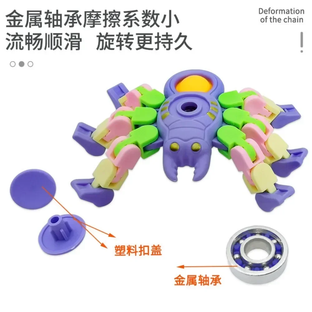 Children\'s Mechanical Spiders Fingertips Cartoon Animals Gyroscopes Deformation Chains Venting and Pressure Reducing Toy 게임