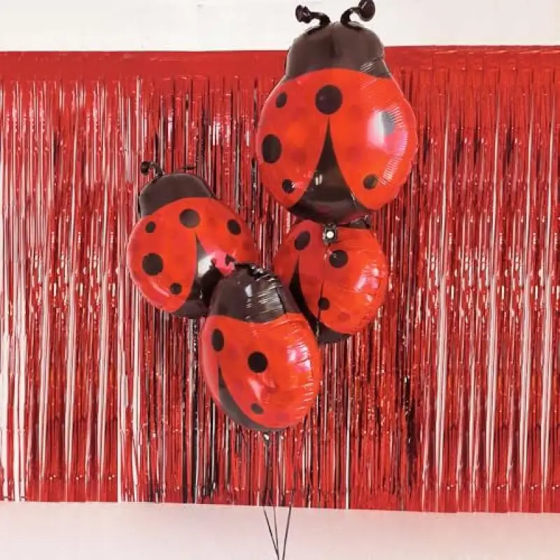 4pcs Cartoon Ladybug Foil Balloon Insect Theme Kids Birthday Foil Ballon Photography Prop Lovely Ladybird Inflatable Air Balloon