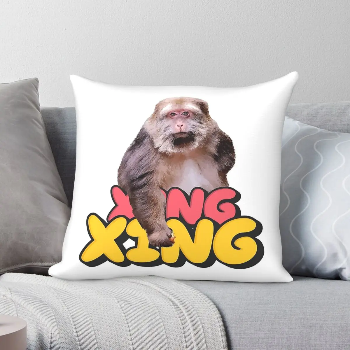 Xing Xing Monkey Pillowcase Polyester Linen Velvet Pattern Zip Decorative Throw Pillow Case Car Cushion Cover