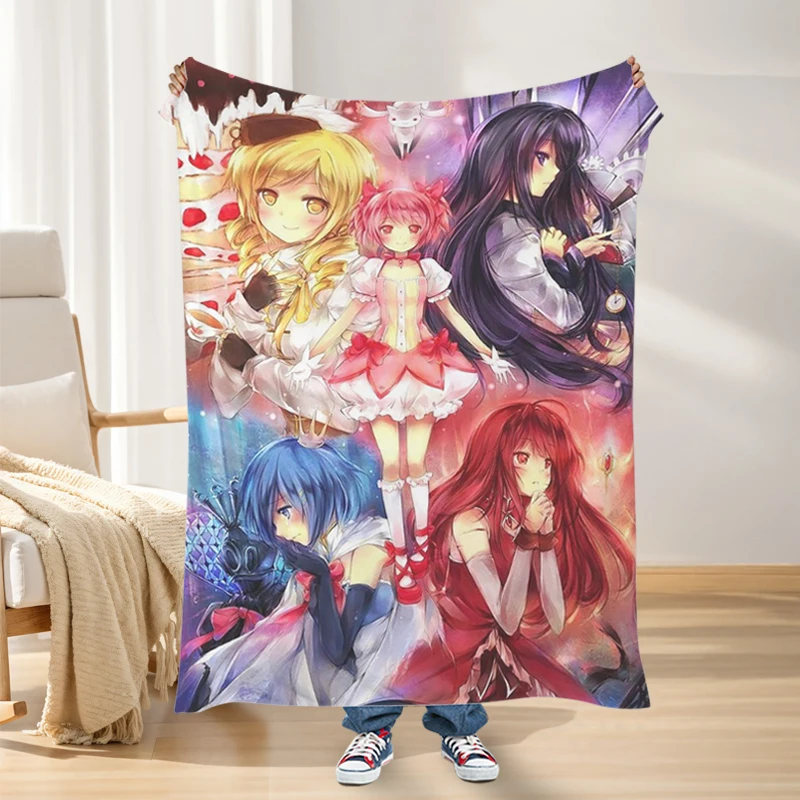 Flannel Blanket Sofa Winter Warm Madoka Magica King Size Bed Fleece Camping Custom Nap Fluffy Soft Blankets Microfiber Bedding