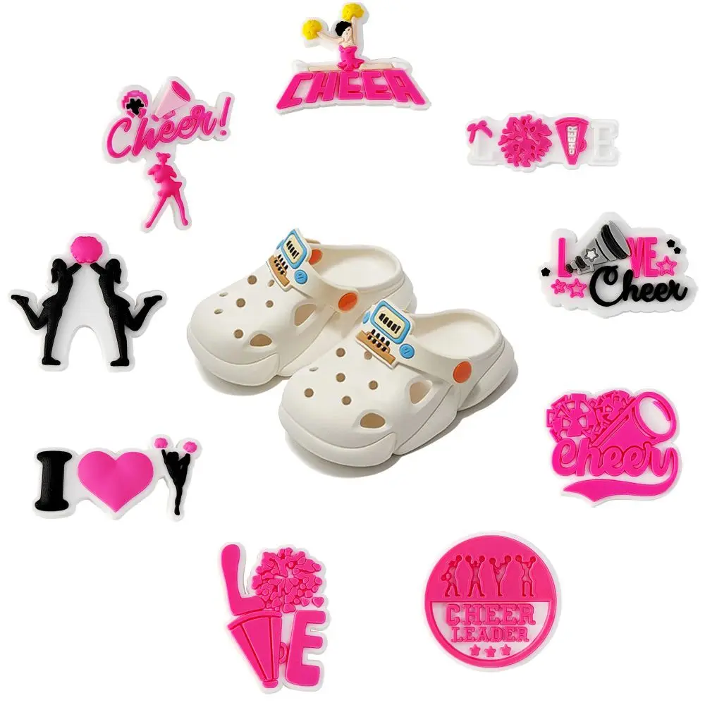 9pcs cheerleaders Shoes Charms Accessories Fit Clog Backapck Wristbands Shoe Decorate Buckle Handmade jewelry Parties Kids Gift