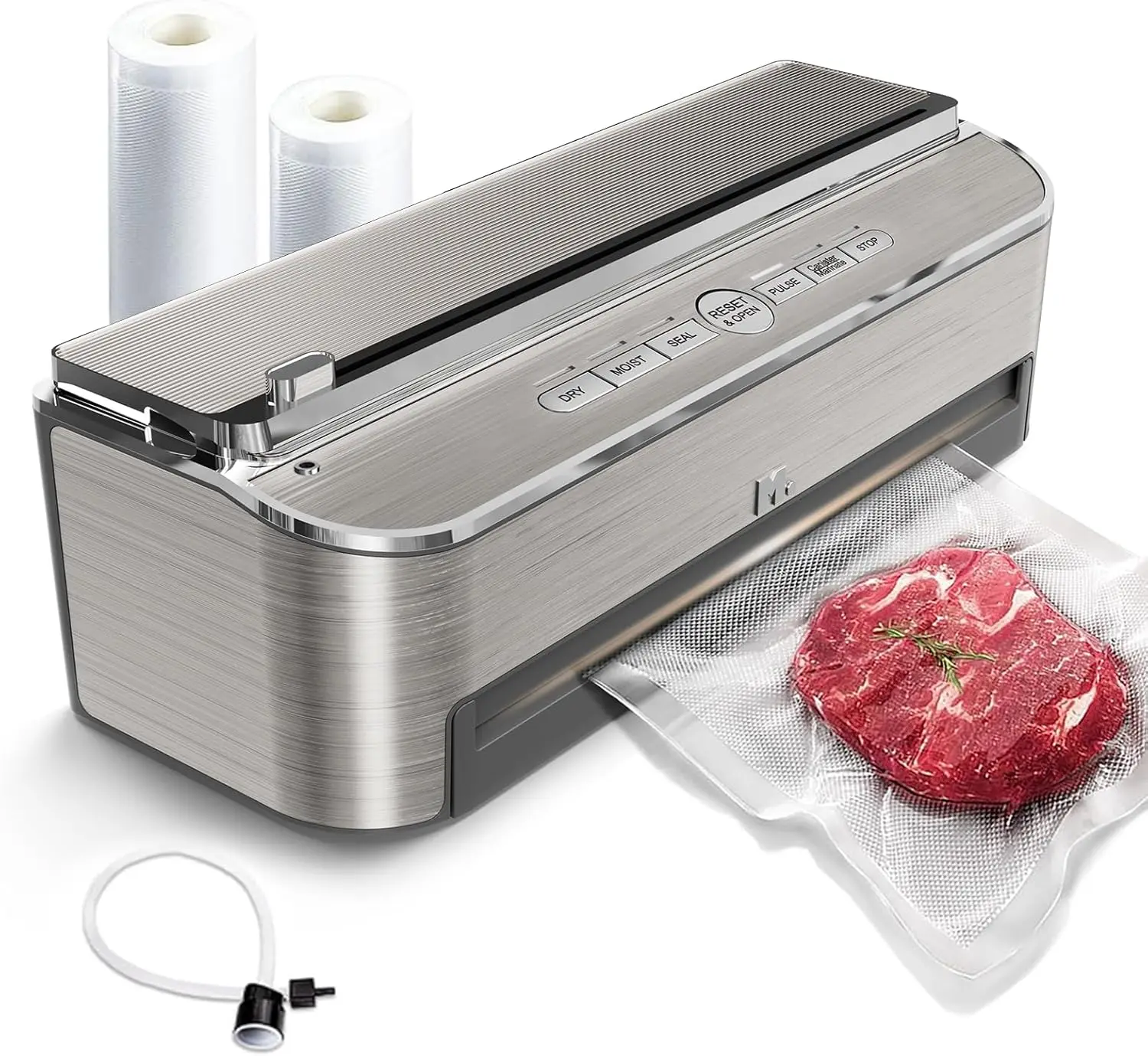 Vacuum Sealer Machine, 85kPa 120W Automatic Food Sealer, Powerful Sealing System, Build-in Cutter | Bags Storage | Moist Mode an