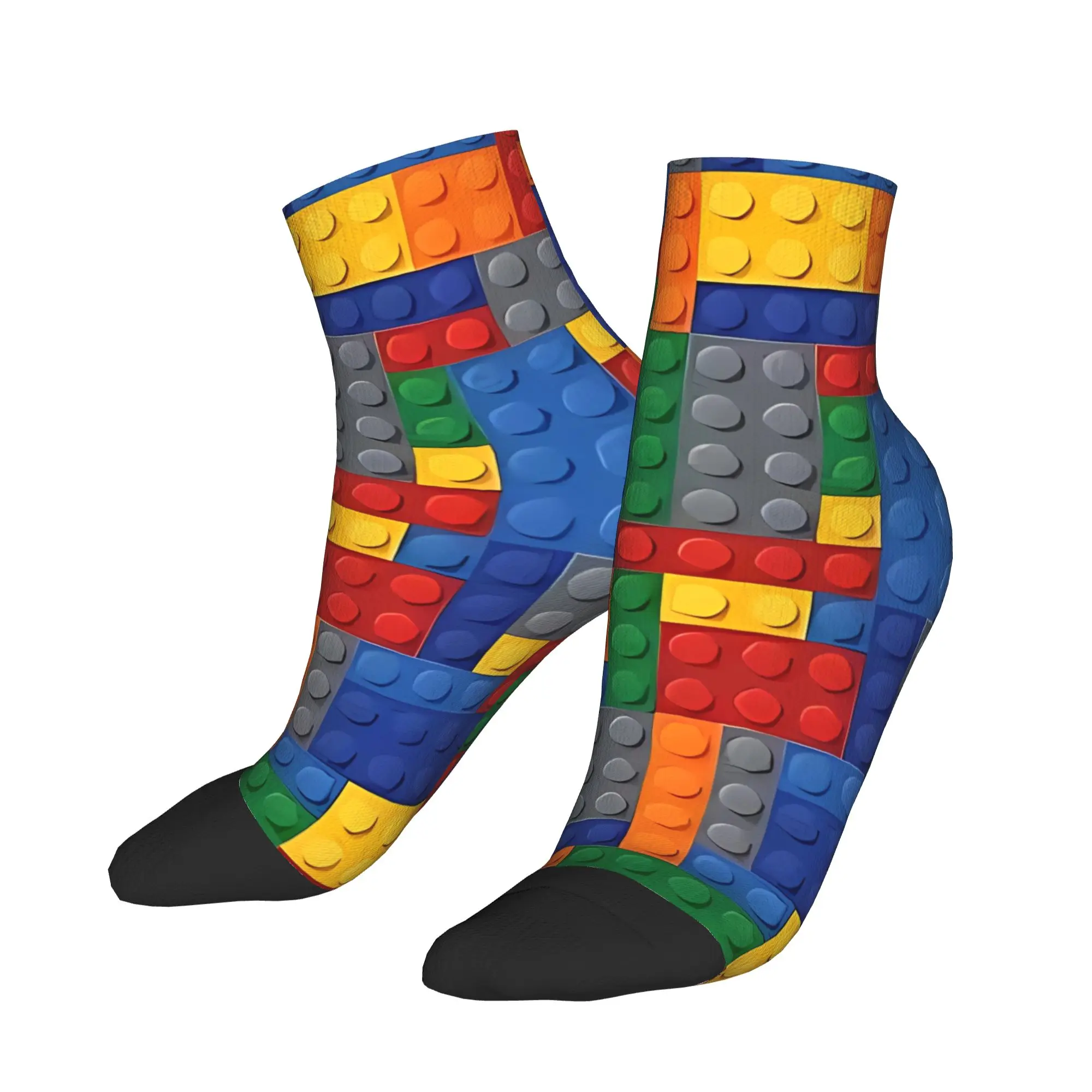 Colorful Building Blocks Brick Pattern Ankle Socks Graphic Funny Casual Socks Summer Non-Slip Outdoor Sports Comfortable Sock
