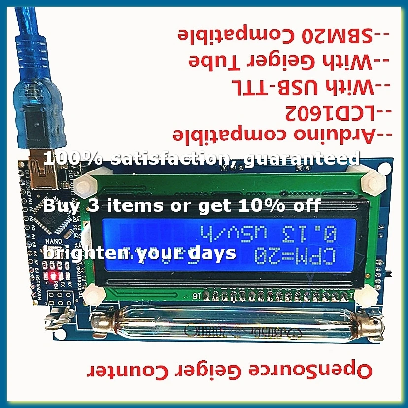 Geiger Counter Kit Module Nuclear Radiation Detector with Display Radiation Dosimeter Electromagnetic Detector