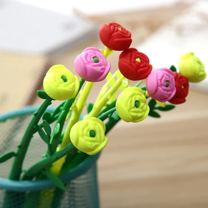 Rose Blume Gel Stifte Silikon schwarze Tinte Schule Schreib werkzeuge Wohnkultur Malerei Zeichnung Stift Schul bedarf Büro zubehör