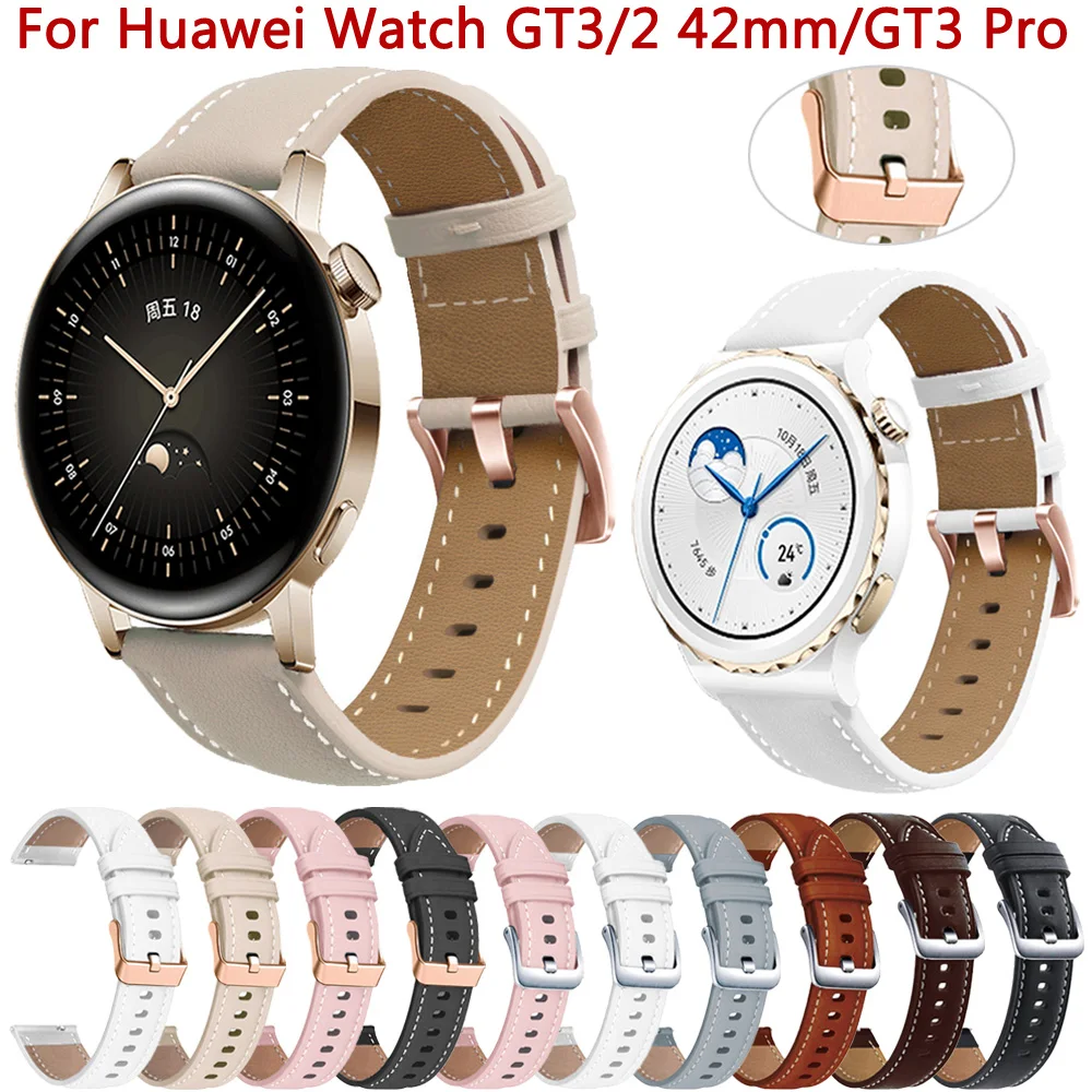 

Ремешок кожаный для Huawei Watch GT 3/2 GT2 42 мм GT3 Pro 43 мм, браслет для смарт-часов Honor Magic 2 ES, 20 мм