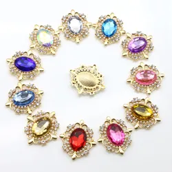 New 5PCS/Lot29 * 32MM Gold Metal Alloy Water Diamond Oval Delicate And Beautiful Adhesive Clothing Jewelry Accessories DIY Sewin