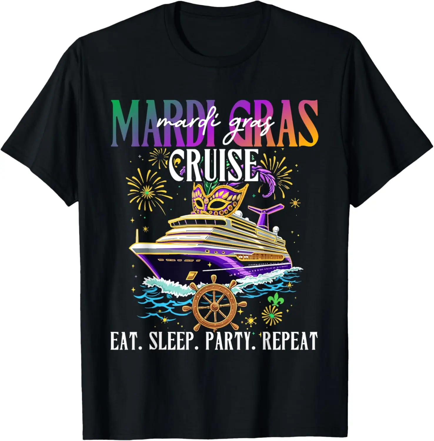 

Одинаковая футболка для всей семьи Mardi Gras Cruise Eat Sleep Party