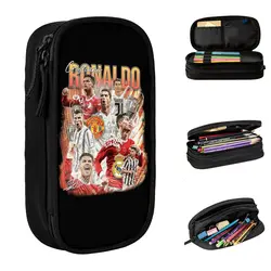 Astuccio di grande capacità CR7 Cristiano Ronaldos Football Fans Player forniture per ufficio astuccio per penne a doppio strato borsa per il trucco delle donne