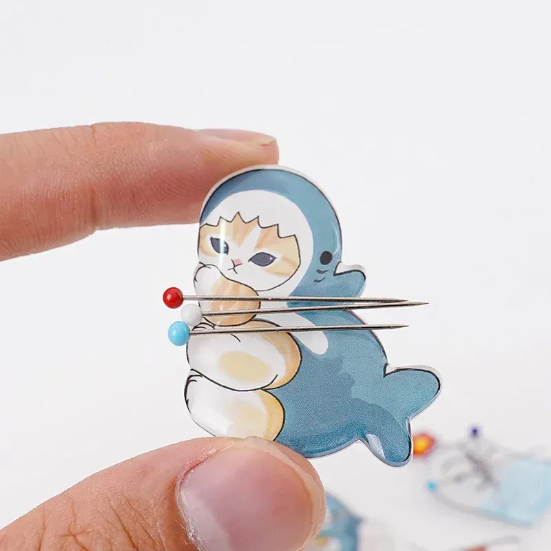 Aiguille acrylique chat mignon, 1 pièce, fil à coudre magnétique, tube d'aiguille, point de croix, fournitures d'aiguilles à broder.