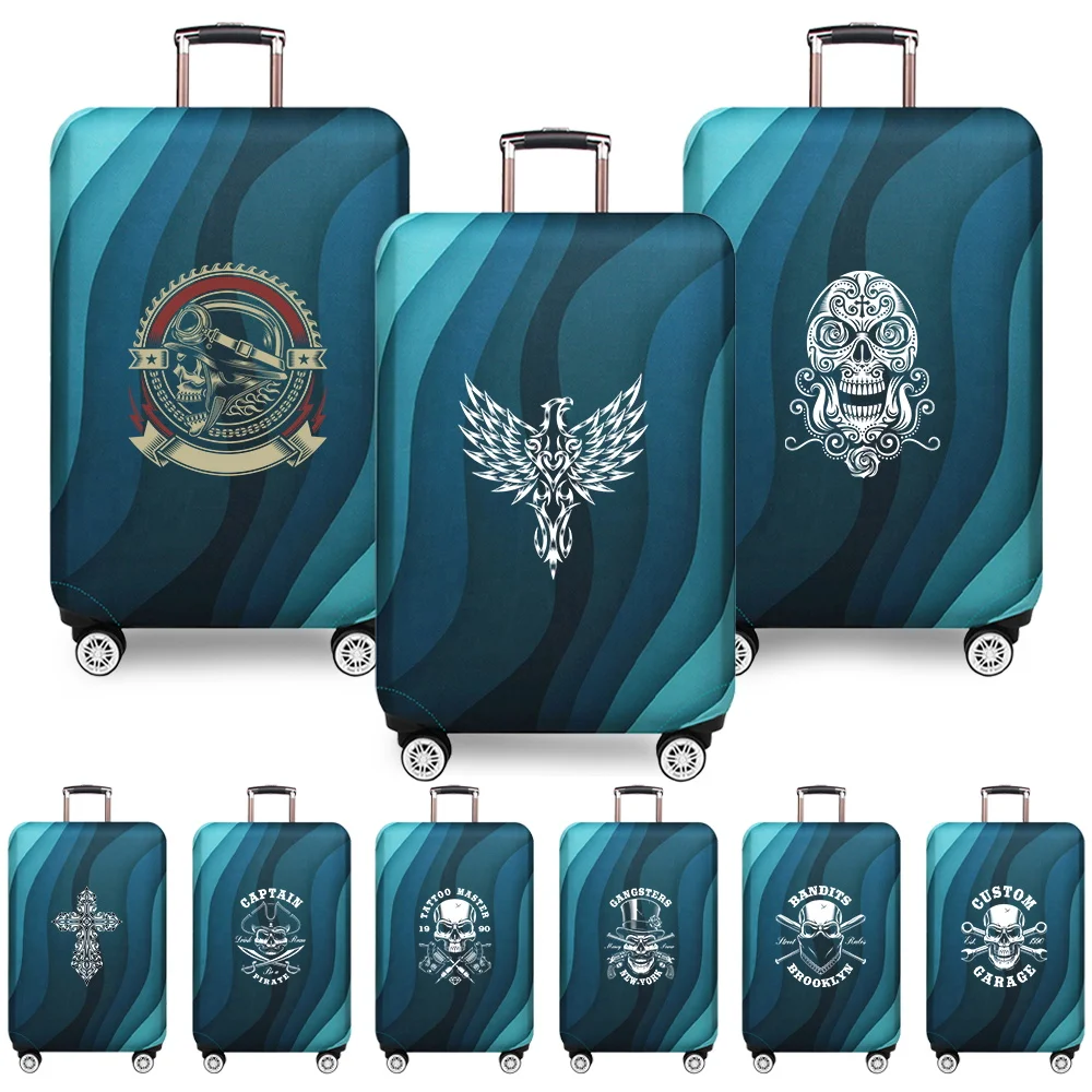 Thick Elastic Luggage Protective Cover Simplicity Suitcase Trunk Holders Case Portable Travel Accessories Skull Printing