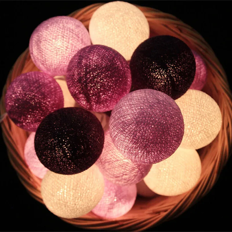 

Purple Tone Cotton Ball String Lights, Fairy Lights, Wedding Party, Home Garden, Patio Decor, 20Pcs Set