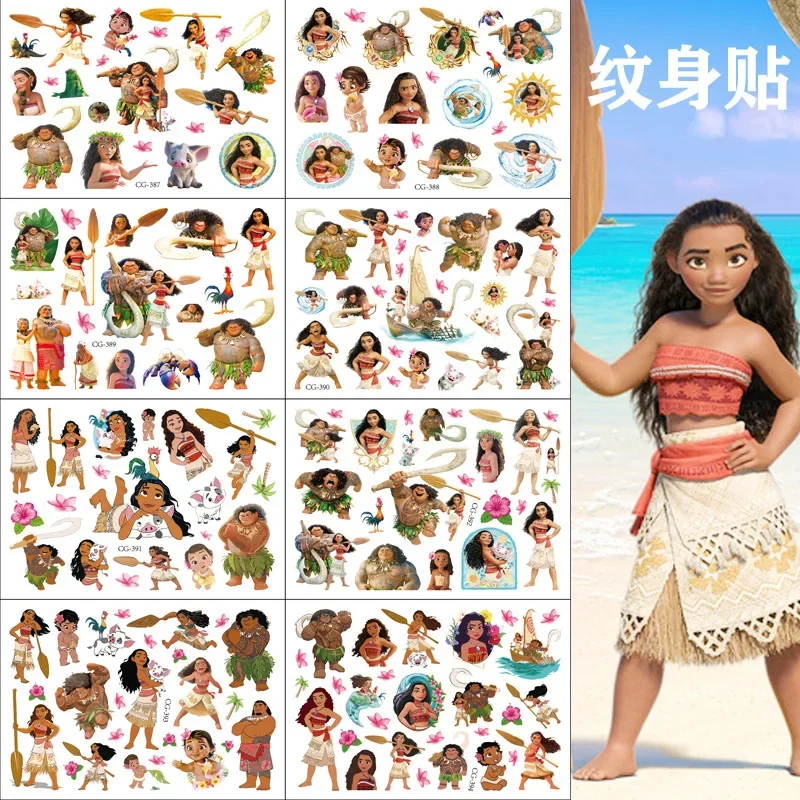 Disney Cartoon Moana Tattoo Stickers Children\'s Temporary Tattoos Body Art Cosplay Party Toys Stickers for Kids Birthday Gifts