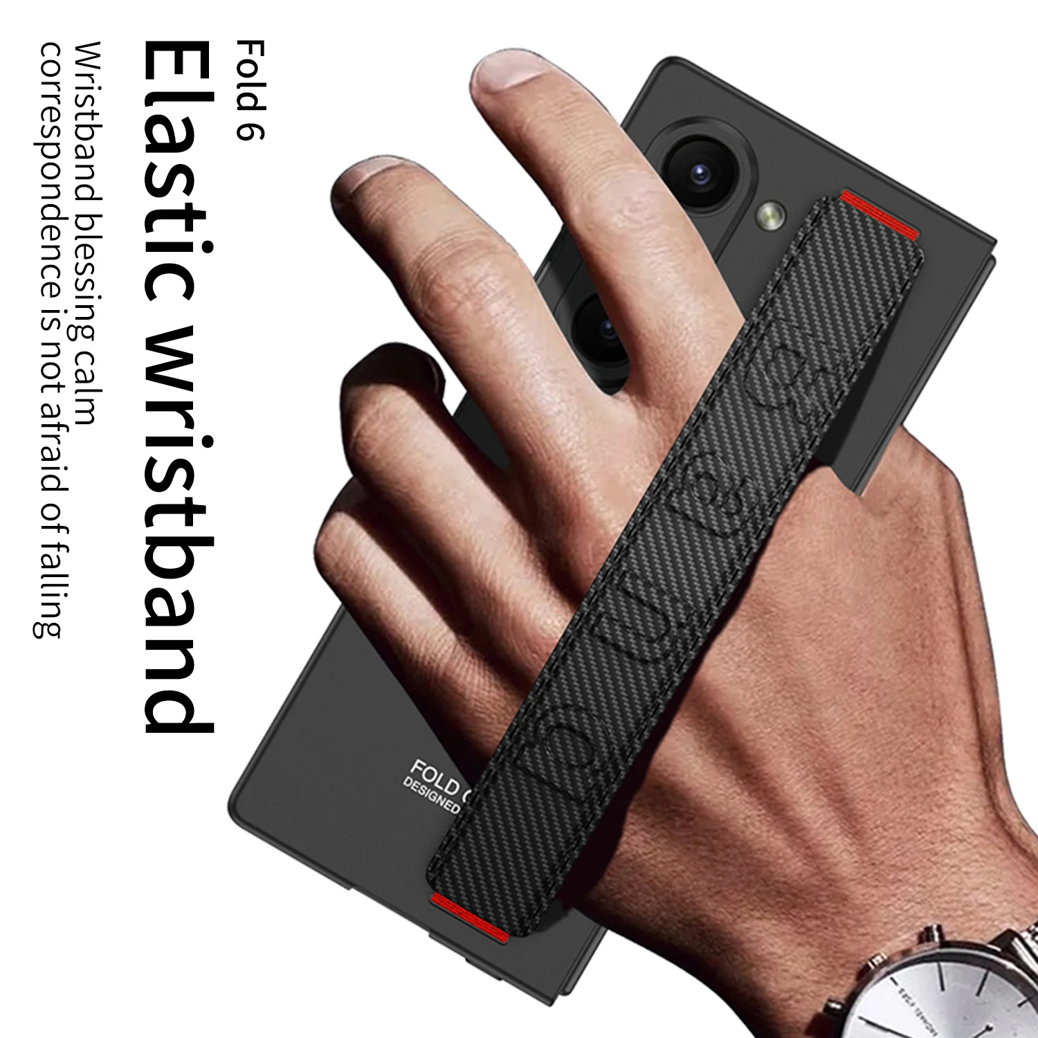 For Samsung Galaxy Z Fold 6 Case Ultra Thin Skin Friendly Matte Wrist Strap with Tempered Film Shockproof Hard Cover Accessories