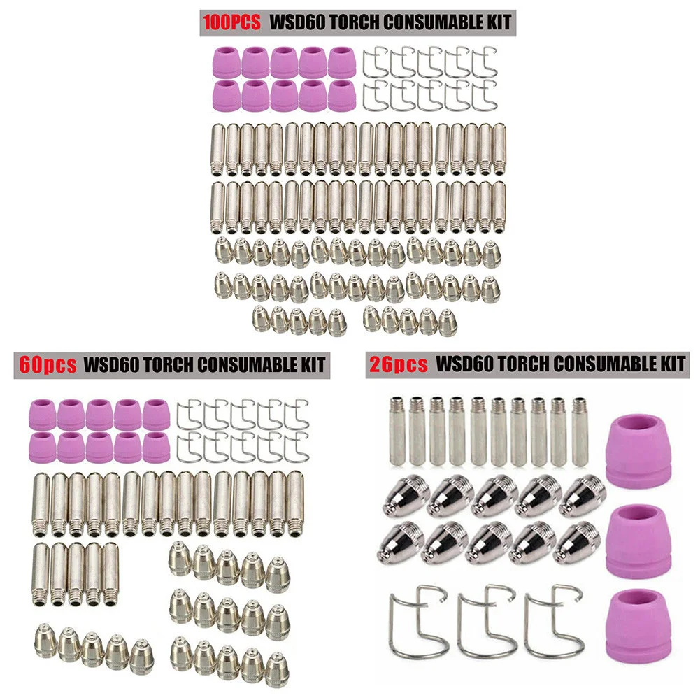 

26/60/100pcs Plasma Torch Electrode Consumables WSD60 G55 Plasma 60A AG-60 WSD60 Plasma Torch Electrode Consumables Kit
