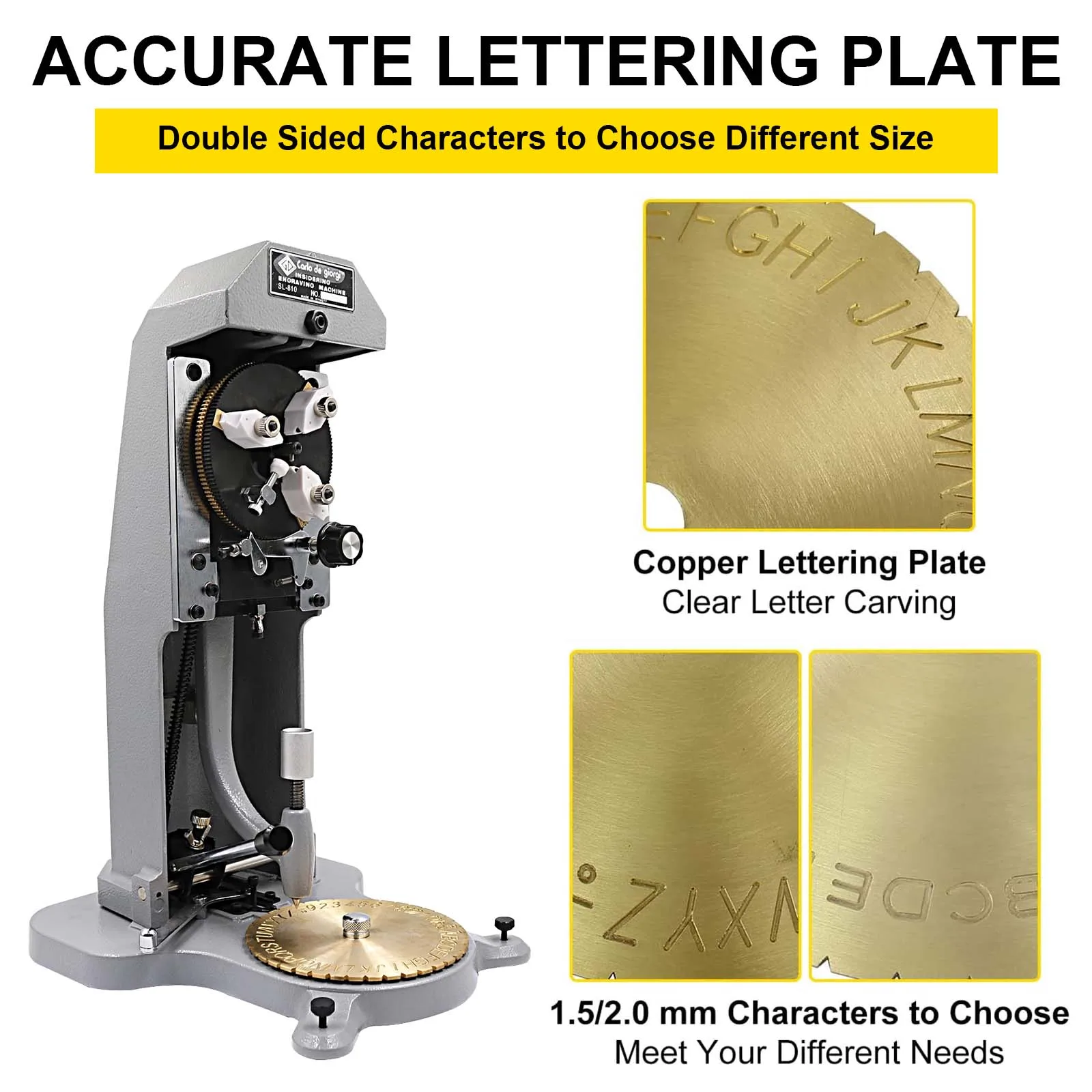 Ring Engraver: Inner Ring Engraving Machine with Standard Letter Blocks - Jewelry Ring Engraving Machine with Double-Sided Dial