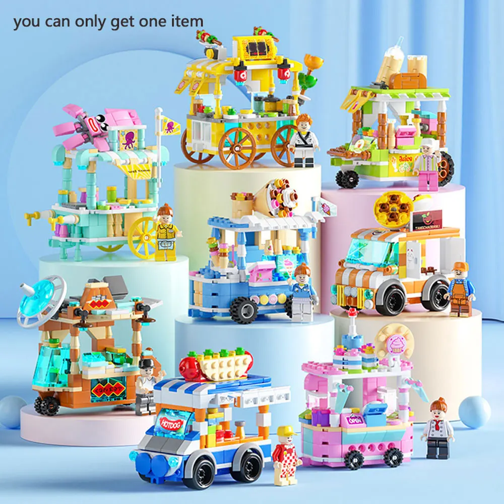 الدماغ تعزيز كتل خشبية مجموعة: الآيس كريم شاحنة ديكور DIY بها بنفسك عدة مسرح شارع صغير للبنين والبنات