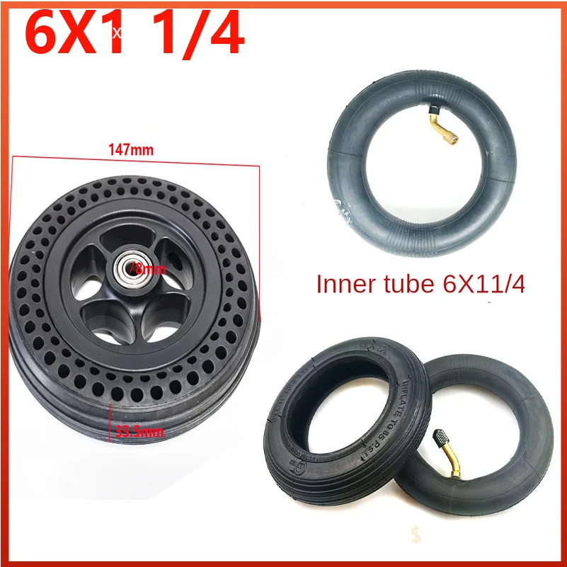 6-inch 6X1 1/4 wheelchair front wheel small wheel accessories star M2 menu inflatable front wheel honeycomb solid tire assembly