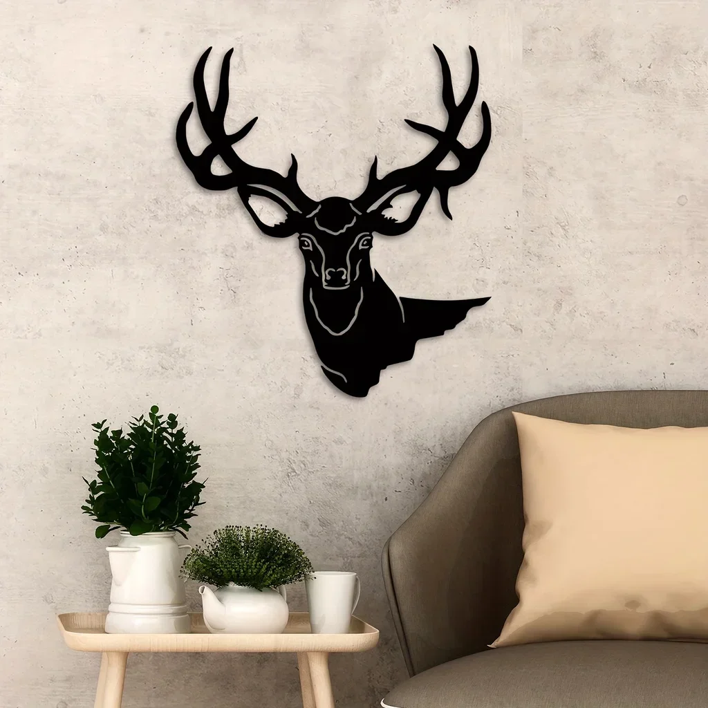 HELLOYOUNG 3D Cabeça de Cervo Metal Parede Pendurada Decoração Arte Elegante Decoração de Escritório em Casa Sala de estar Quarto Decoração de Casa Parede de Metal Backgro