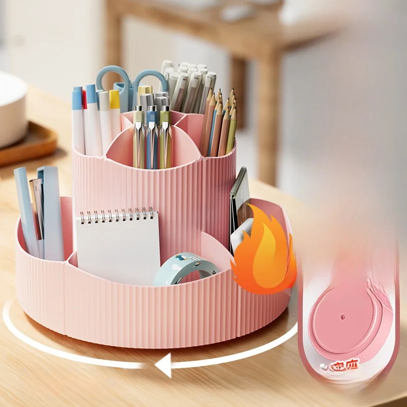 New Upgraded 360 Degree Rotating Pen Holder Large Capacity Stationery Organizer Box for Office Desktop Student Multi-Function...