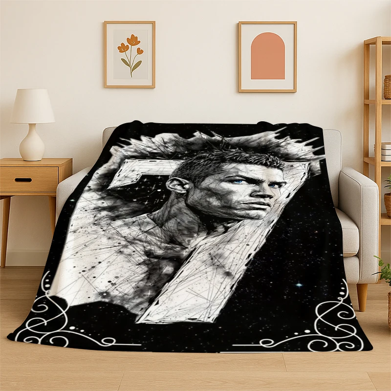 CR12 Goat R-Ronaldo Football Star Flannel Blanket Soft Warm Throw Blanket for Bedroom Living Room Bed Travel Camping Picnic Kid