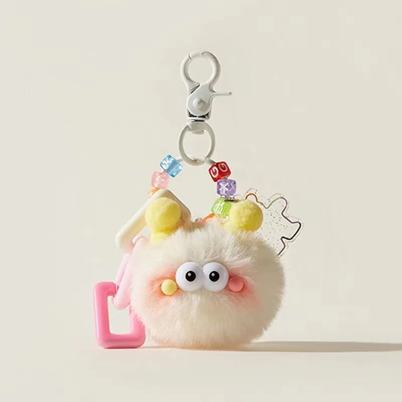 Unisex Keychains Cute Cartoon Adorable Creative Small Coal Balls Pink For Girl Gifts Funny Fashion Simple Keychains Plush Dolls