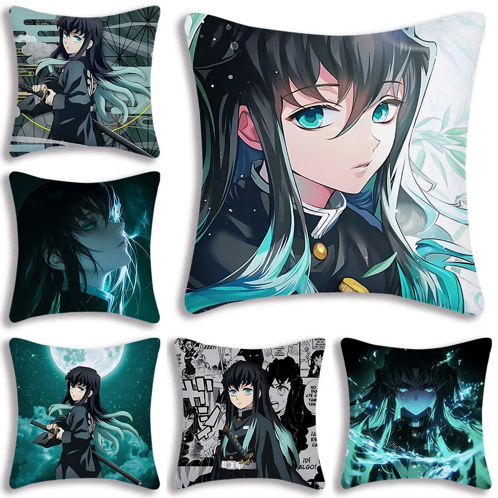 Muichiro Tokito Anime Pillow Covers Cartoon Sofa Decorative Home Double-sided Printing Short Plush Cute Cushion Cover