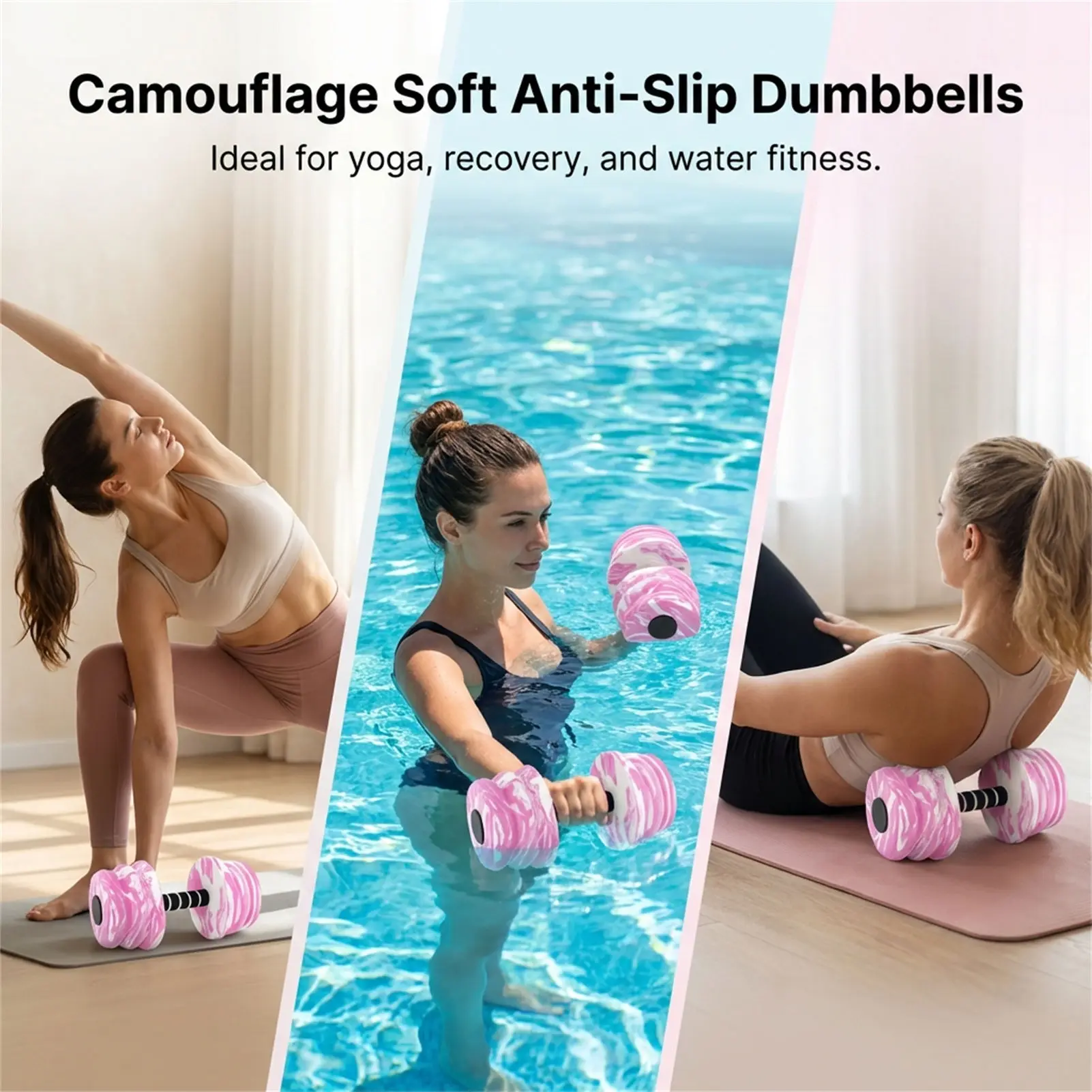 Mancuernas Blandas Camuflaje Mujer – Antideslizantes para Fitness - imagen 2