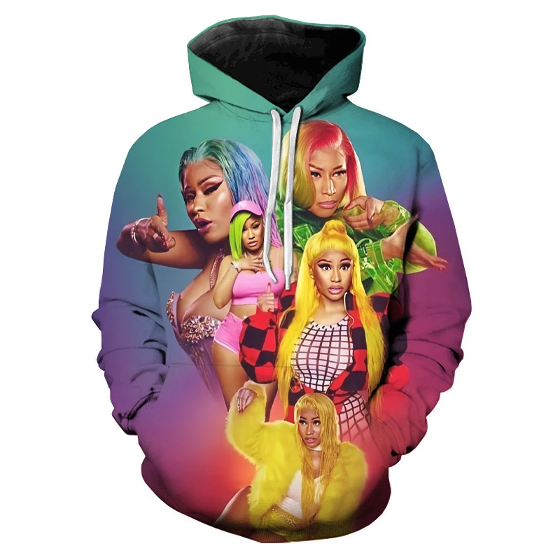 Sweats à capuche College 3D pour hommes et femmes, Singer, Nicki Minaj, Harajuku Swearshirt, O-Neck, Long Sleeve Pullover, Respzed Streetwear