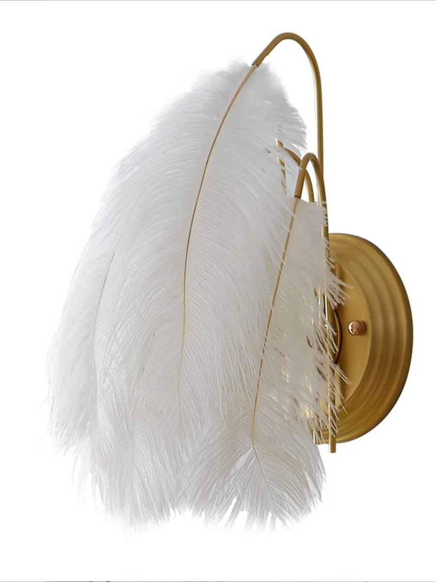 Nordic Feather Wall Lamp Modern Simple Bedroom Study Bedside Lamp Aisle Entrance Corridor Living Room Small Wall Lamp