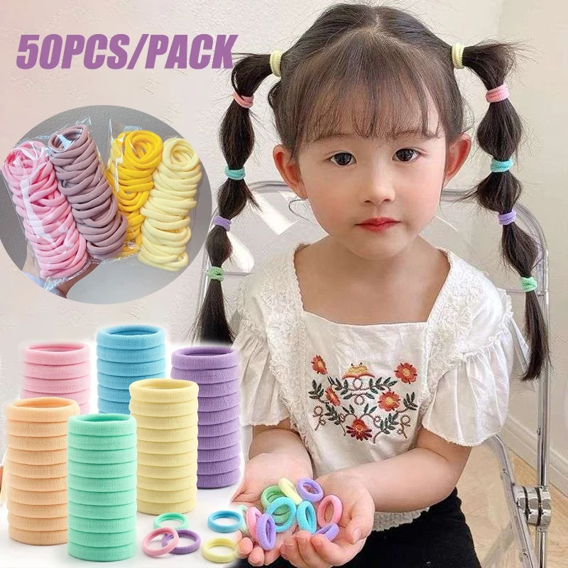 100/200Pcs Children Nylon Elastic Hair Bands Girls Rubber Band for Kids Scrunchie Hair Ties Clips Headband Baby Hair Accessories