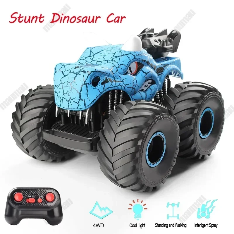 RC Car Children Toys Remote Control Cars Kids Toy Stand with Lights Spray Dinosaur Stunt Chinese Electric Vehicle Toys for Boys