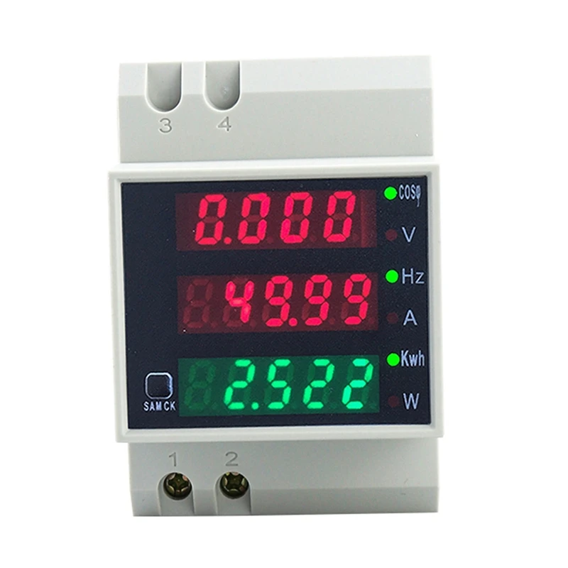 

A60Z Top D52-2058 Wattmeter Din Rail Volt Current Meter Power Factor Digital Meter AC80-300V Multi-Function Kwh Hz Meter 0-100A