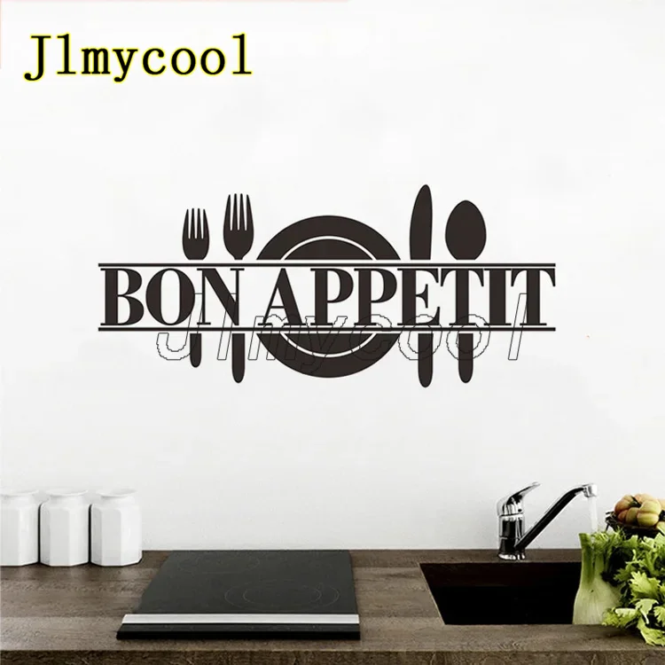 

Classic BON APPETIT Kitchen Wall Sticker For Kitchen Stove Refrigerator Decoration Art Decals Removable Stickers