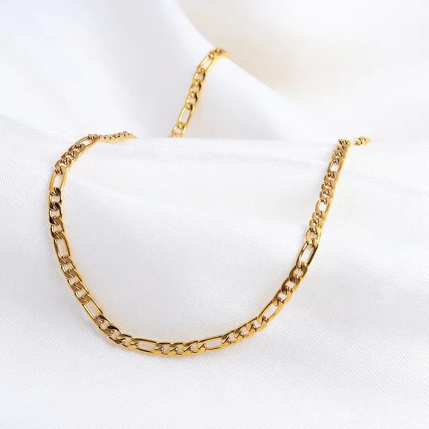 20-60CM Wholesale 18K gold Filled 4MM Necklaces sideways chain for Men woman Boy lady fine Jewelrys Wedding party